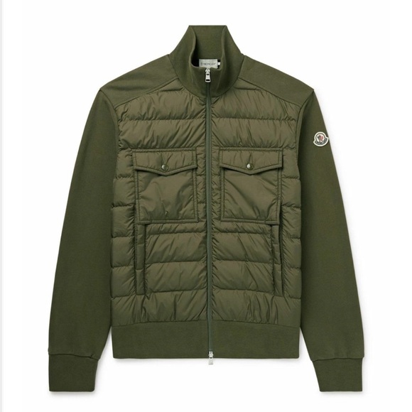 Moncler Padded Zip-Up Sweatshirt Olive Green Men’s Medium - Picture 1 of 10